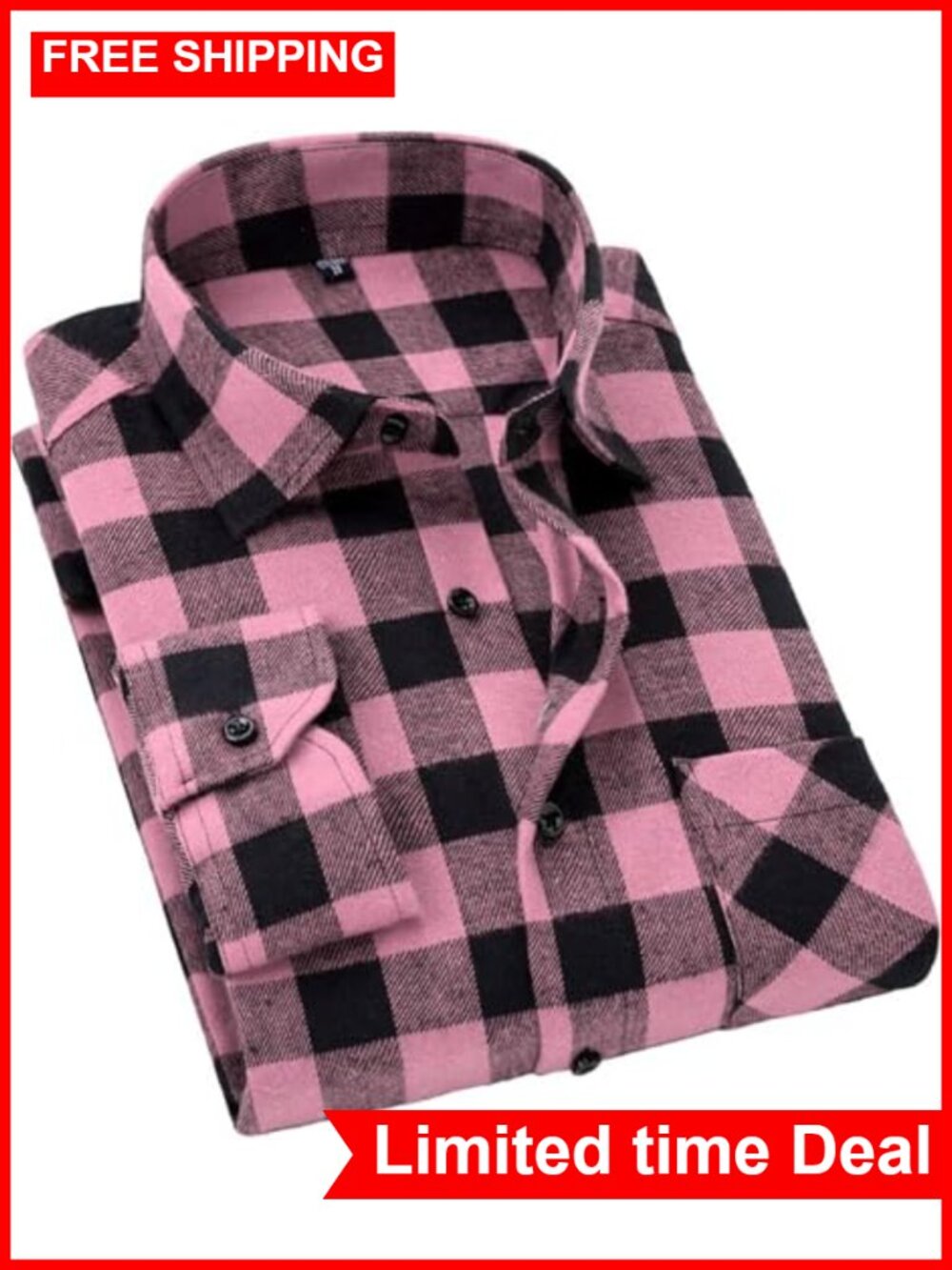 Men's Plaid Flannel Button Down Shirt Long Sleeve Casual